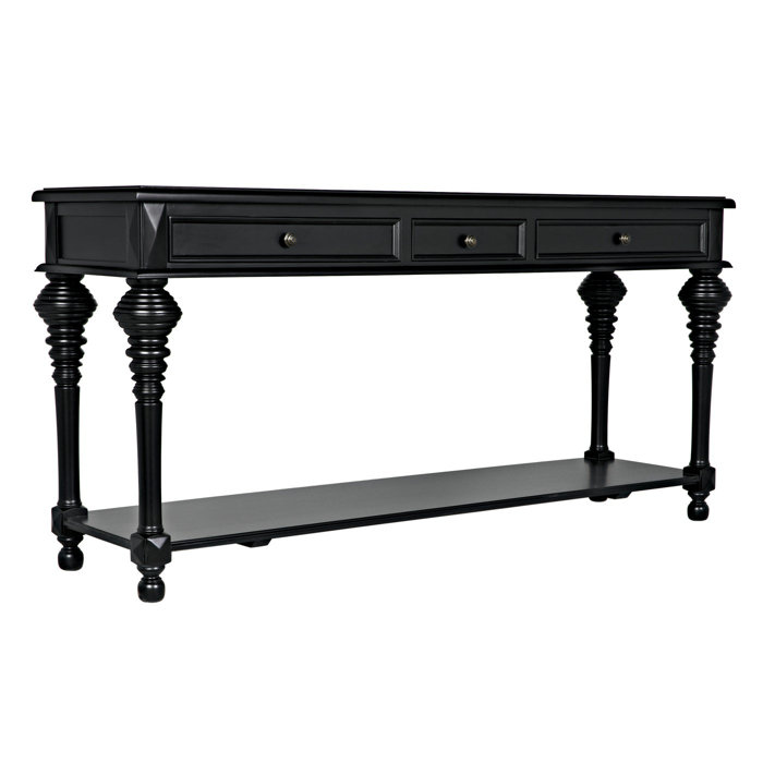 Colonial Elegance 72'' Distressed Black Solid Wood Console With Storage