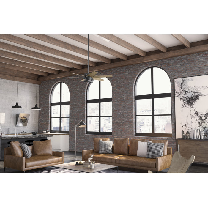 Houston 52" Matte Black 6-Blade Ceiling Fan with LED Lighting & Remote
