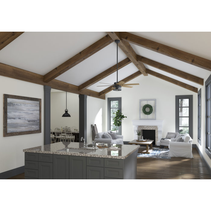 Houston 52" Matte Black 6-Blade Ceiling Fan with LED Lighting & Remote