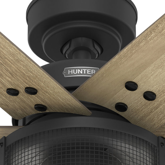 Houston 52" Matte Black 6-Blade Ceiling Fan with LED Lighting & Remote