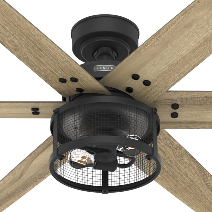 Houston 52" Matte Black 6-Blade Ceiling Fan with LED Lighting & Remote