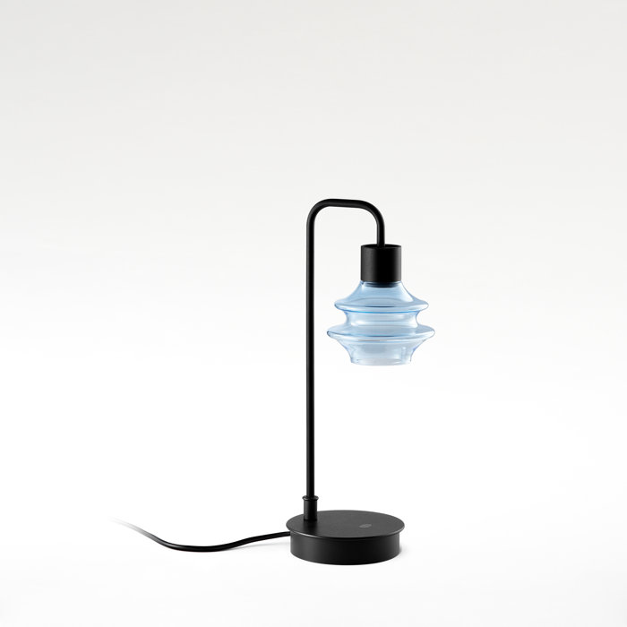 Arc 20" Blue Aluminum Desk Lamp with Borosilicate Glass Shade