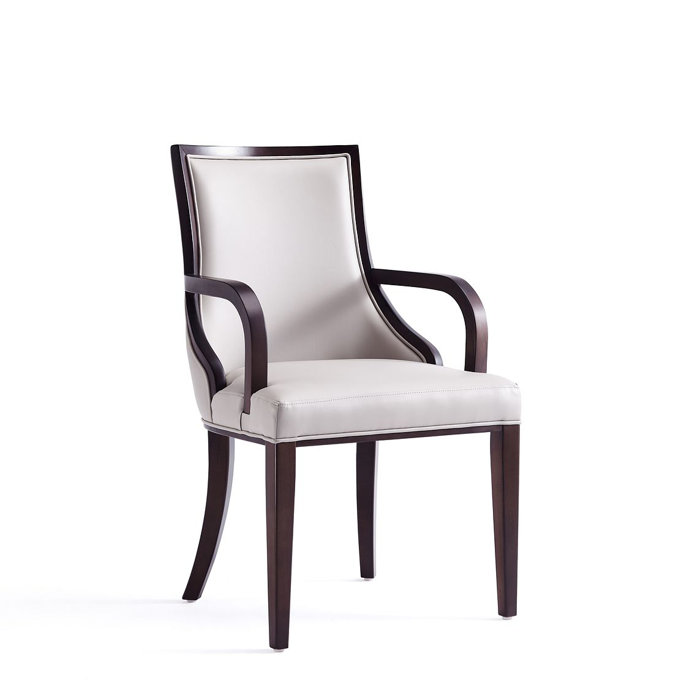 Elegant Gray Faux Leather Upholstered Armchair with Beech Wood