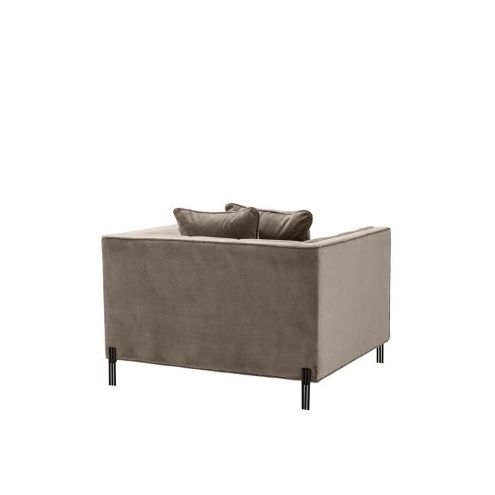 Sienna Greige Velvet Tufted Armchair with Black Legs