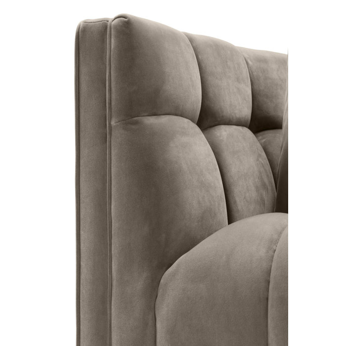 Sienna Greige Velvet Tufted Armchair with Black Legs