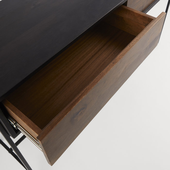 Tobin 54'' Gray and Brown Solid Mango Wood Console Table with Storage