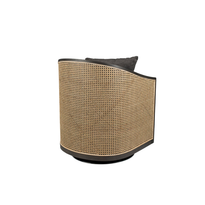 Eucalyptus Wood Square Arm Gray Geometric Armchair