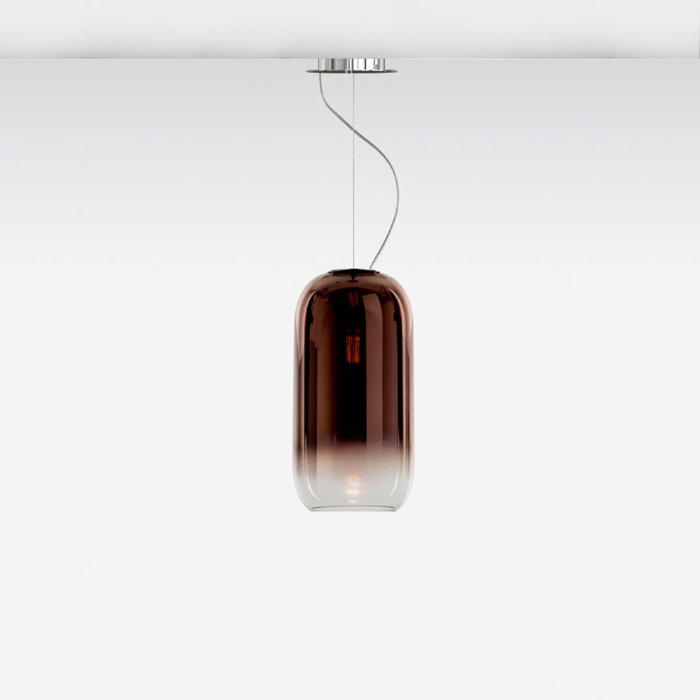 Mini Drum Energy Star Copper Pendant with White Glass Shade