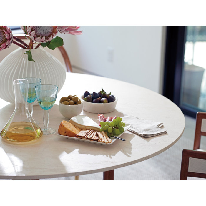 Contemporary Sierra 60" Round Marble & Wood Dining Table