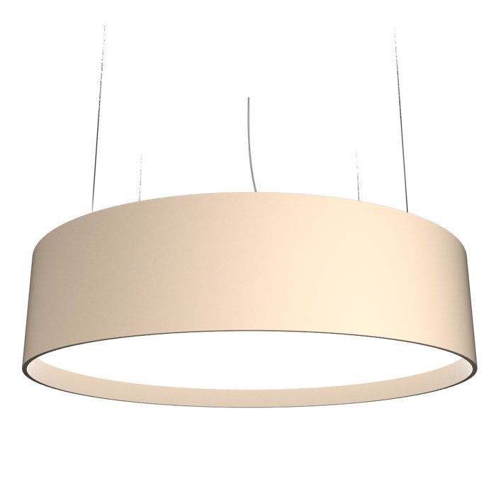 American Walnut LED Drum Pendant Light with White Acrylic Diffuser