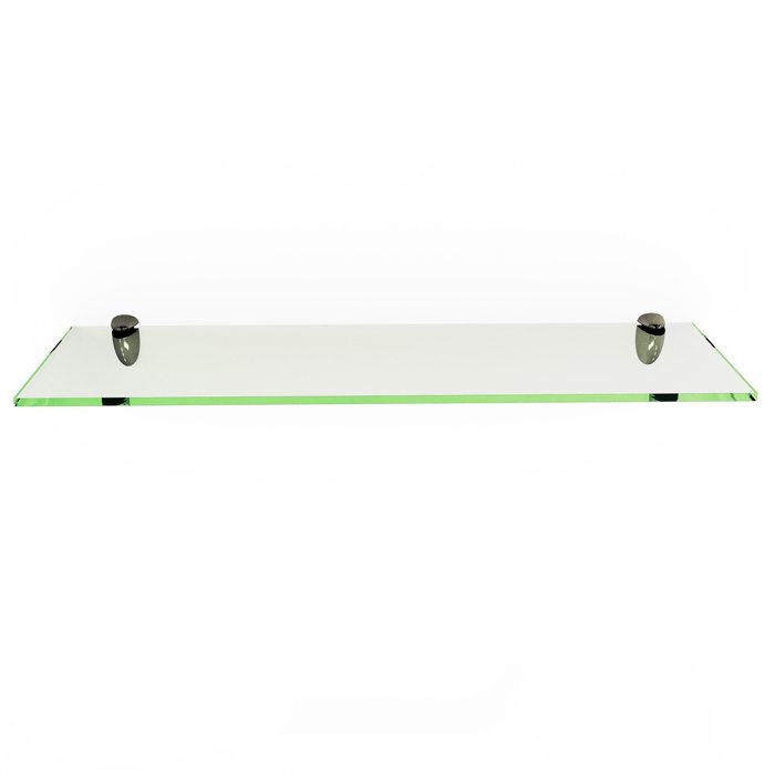 Polished Chrome Finish 27" Rectangle Floating Glass Shelf