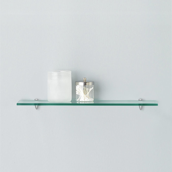 Polished Chrome Finish 27" Rectangle Floating Glass Shelf