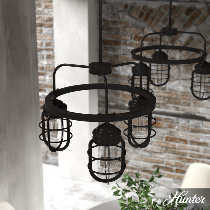 Starklake Noble Bronze Mini 3-Light Industrial Chandelier