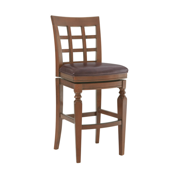 Elegant Mahogany Rubberwood Counter Height Swivel Stool, Set of 2