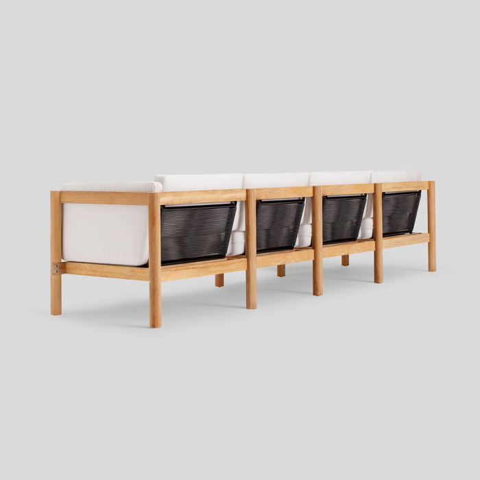 Haven 6-Piece U-Shaped Teak Outdoor Sectional with Canvas Cushions
