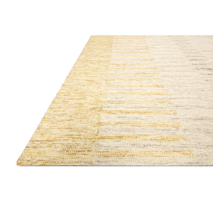Ivory Stripe Hand-Tufted Wool Area Rug, 3'6" x 5'6"