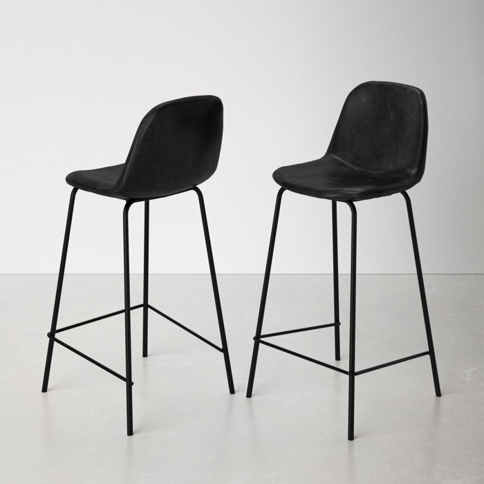 Maxine Vintage Black Metal Frame Vegan Leather Counter Stool