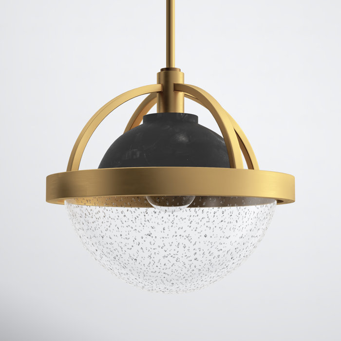 Heritage Brass & Slate Bronze Clear Seedy Glass Globe Pendant