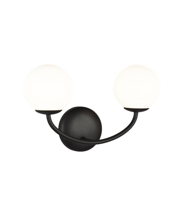 Galassia Midnight Black 15" Modern Wall Sconce with Milk White Shade
