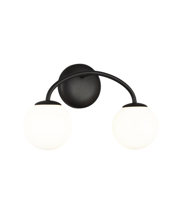 Galassia Midnight Black 15" Modern Wall Sconce with Milk White Shade