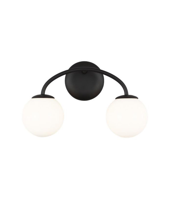 Galassia Midnight Black 15" Modern Wall Sconce with Milk White Shade