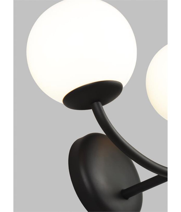 Galassia Midnight Black 15" Modern Wall Sconce with Milk White Shade