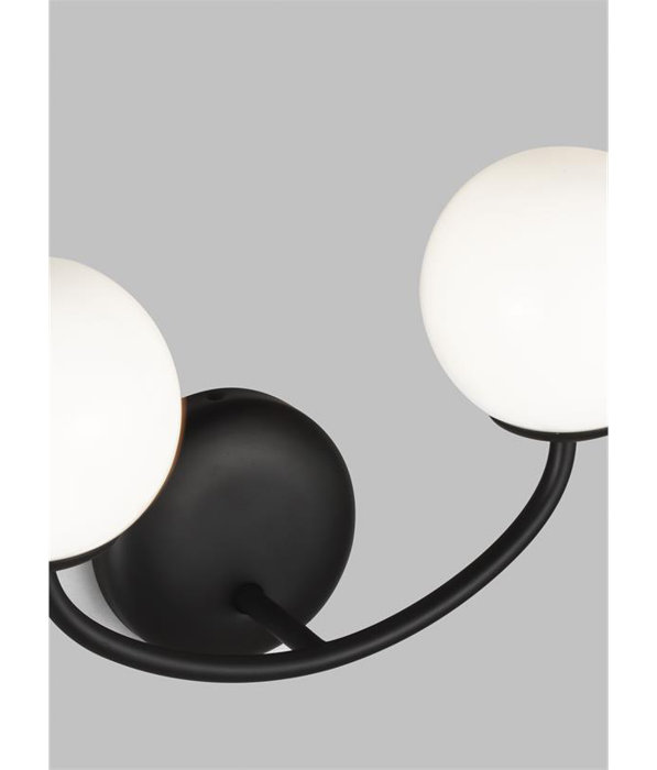 Galassia Midnight Black 15" Modern Wall Sconce with Milk White Shade