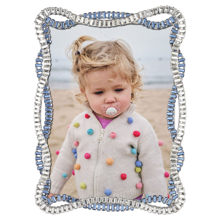 Silver and Sapphire Crystal 5x7 Picture Frame