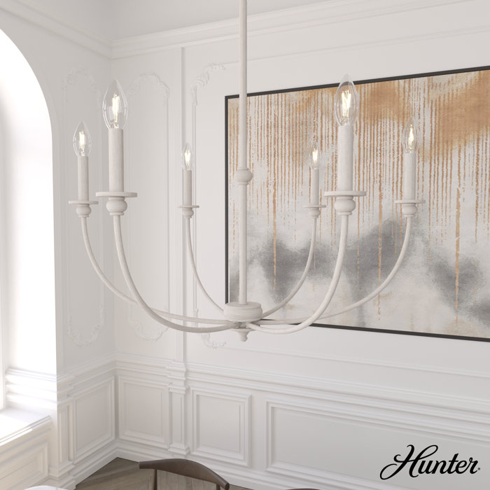 Southcrest Distressed White Metal 6-Light Candelabra Chandelier