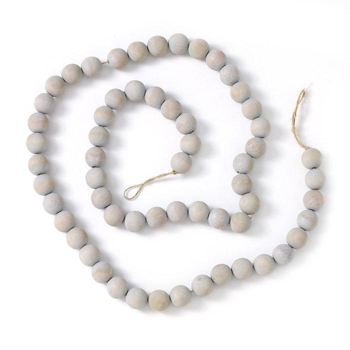 6'2" Gray Beaded Wooden Garland