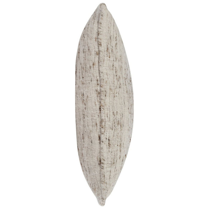 Tali Cream and Brown Cotton Linen Square Throw Pillow