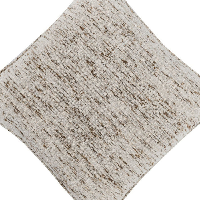 Tali Cream and Brown Cotton Linen Square Throw Pillow