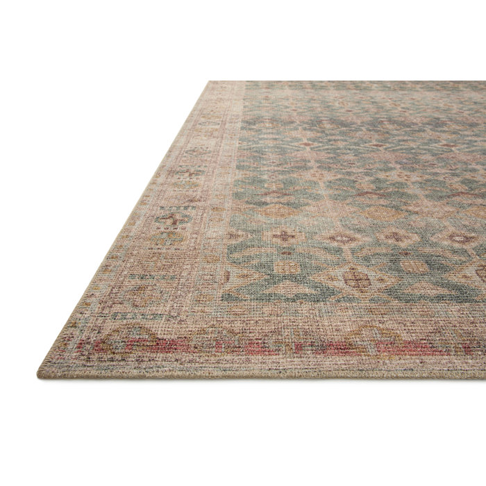 Aubrey Aqua and Sand Distressed Ombre 10' x 14' Area Rug