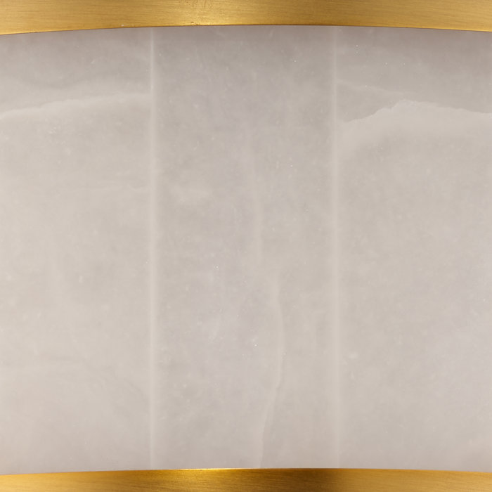 Small Alabaster and Brass Drum Flush Mount Ceiling Light