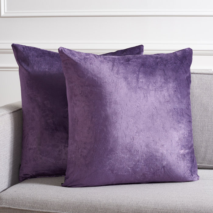 Davina 22" Purple Velvet Square Accent Pillow Set