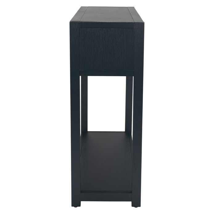 Navy Blue Wood and Metal Console Table with Storage
