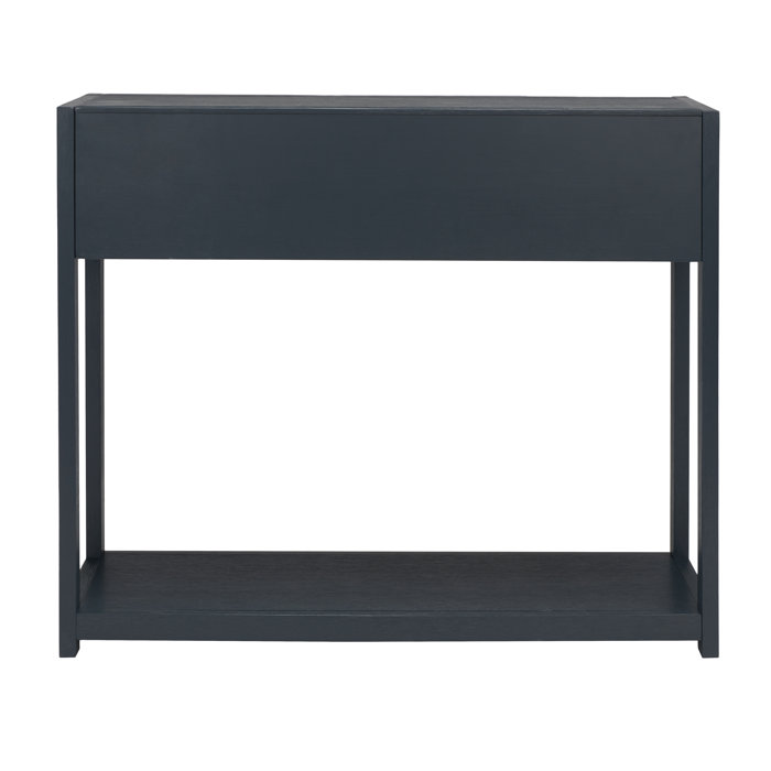 Navy Blue Wood and Metal Console Table with Storage