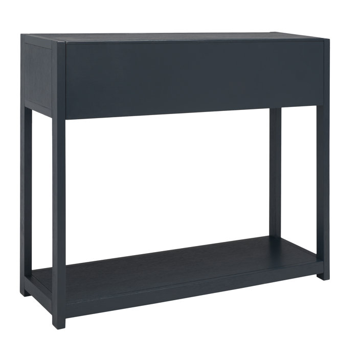 Navy Blue Wood and Metal Console Table with Storage
