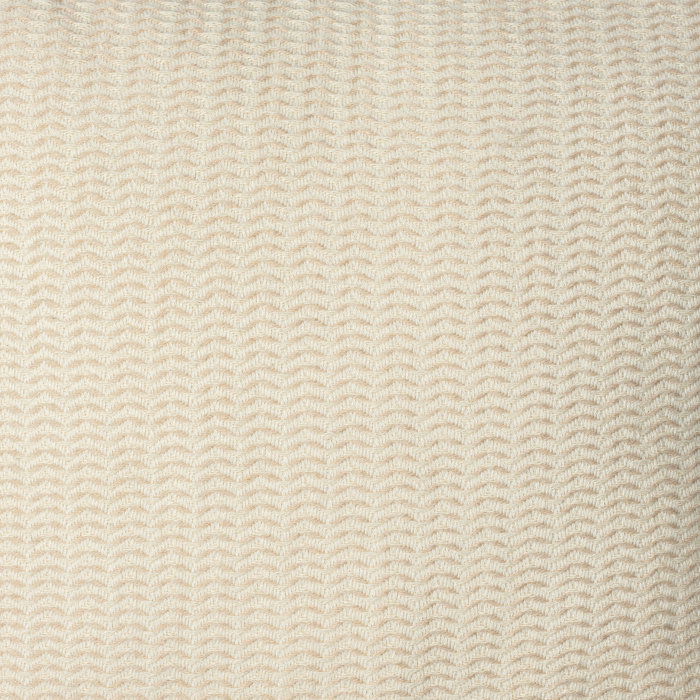 Beige Cotton Striped Square Throw Pillow with Tassels
