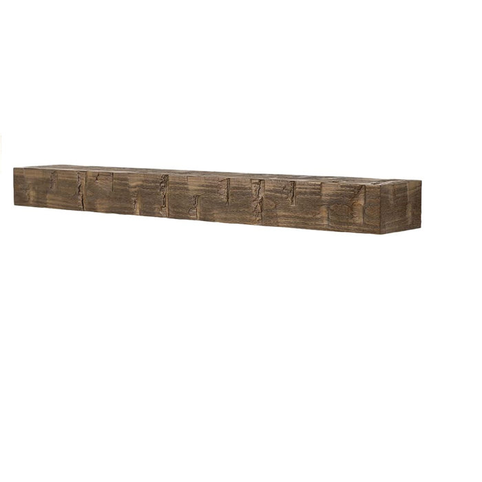 Bodie 48" Mocha Distressed Wood Fireplace Mantel Shelf