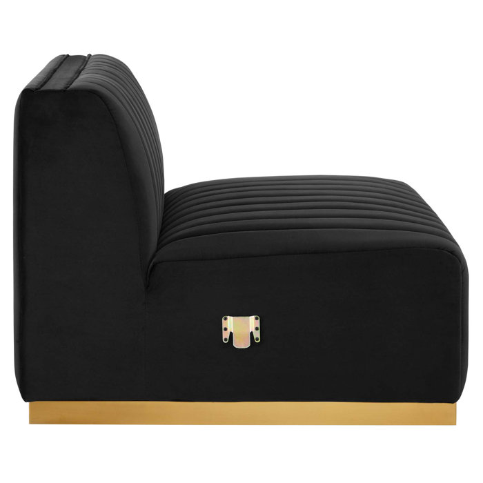 Gold Black Tufted Velvet Track Arm Sofa, 119"