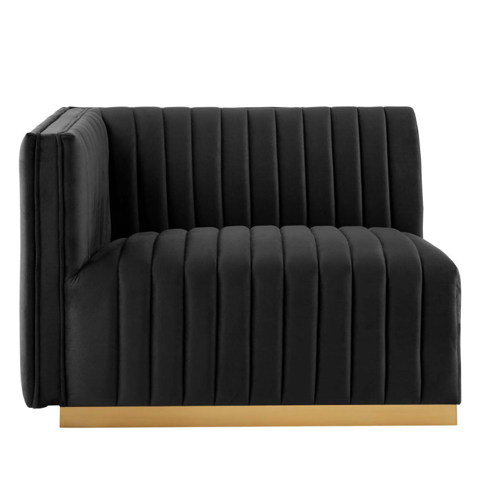 Gold Black Tufted Velvet Track Arm Sofa, 119"
