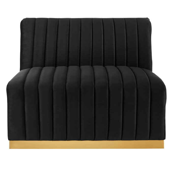 Gold Black Tufted Velvet Track Arm Sofa, 119"