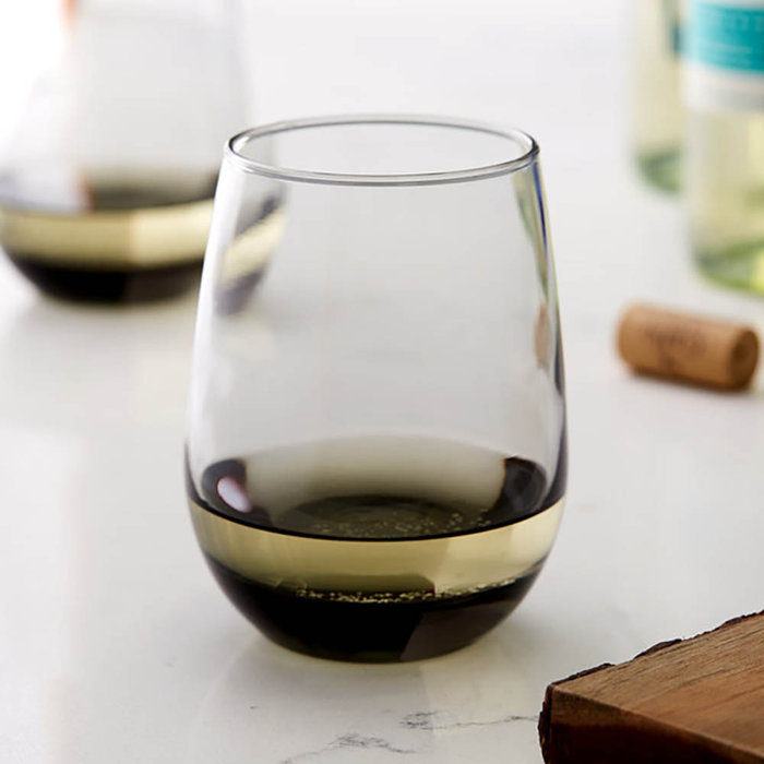 Libbey Classic Smoke Stemless Wine Glasses, Set of 6