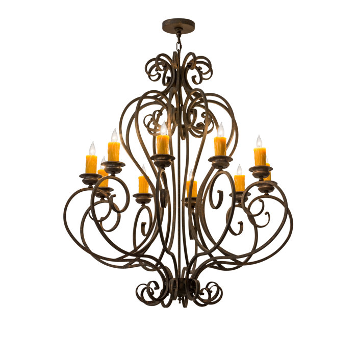Fernando 10-Light Amber Glass Empire Chandelier
