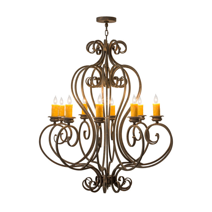 Fernando 10-Light Amber Glass Empire Chandelier