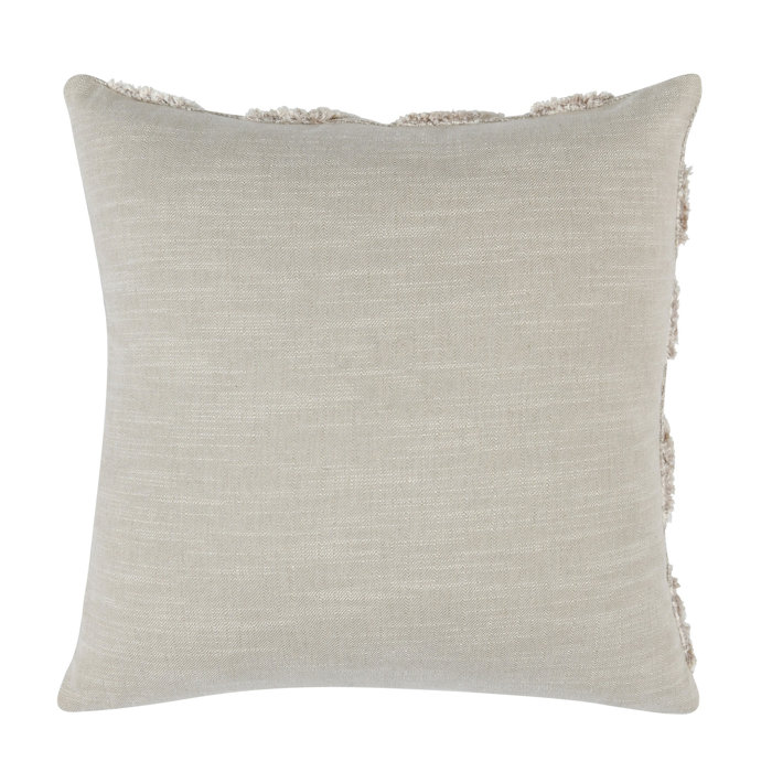 Arona 20" Blue and Beige Cotton Linen Leather Throw Pillow