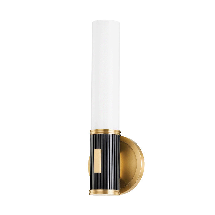 Aged Bronze and Opal Glass 1-Light Wall Sconce