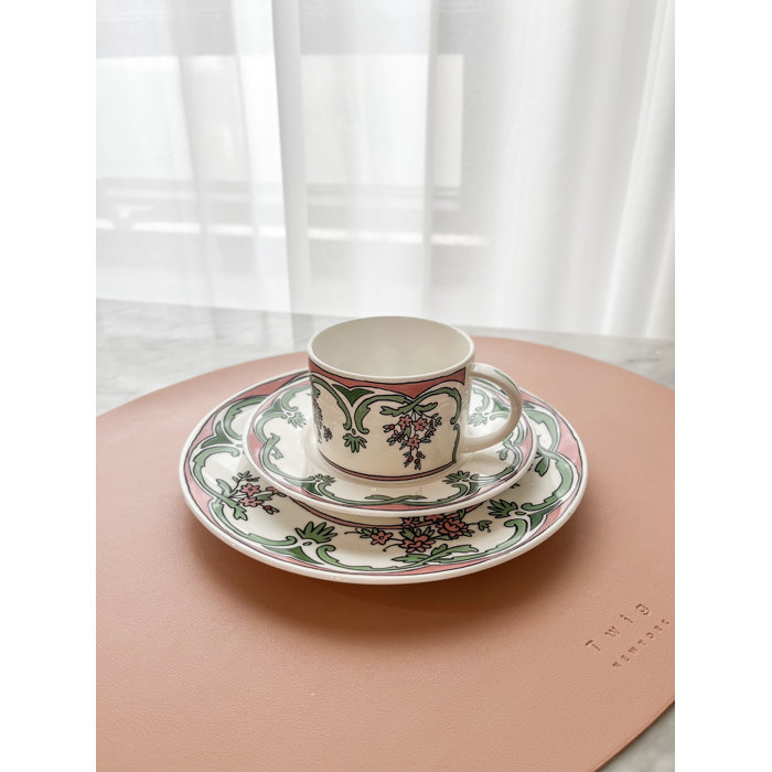 Floral Patterned Bone China Teacup and Saucer Set