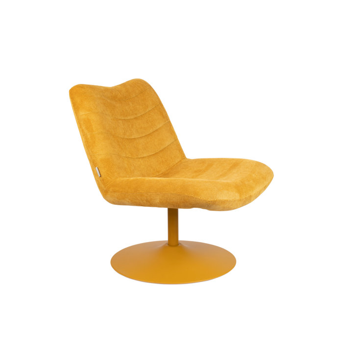 Yellow Metal Swivel Lounge Chair with Cushioned Back